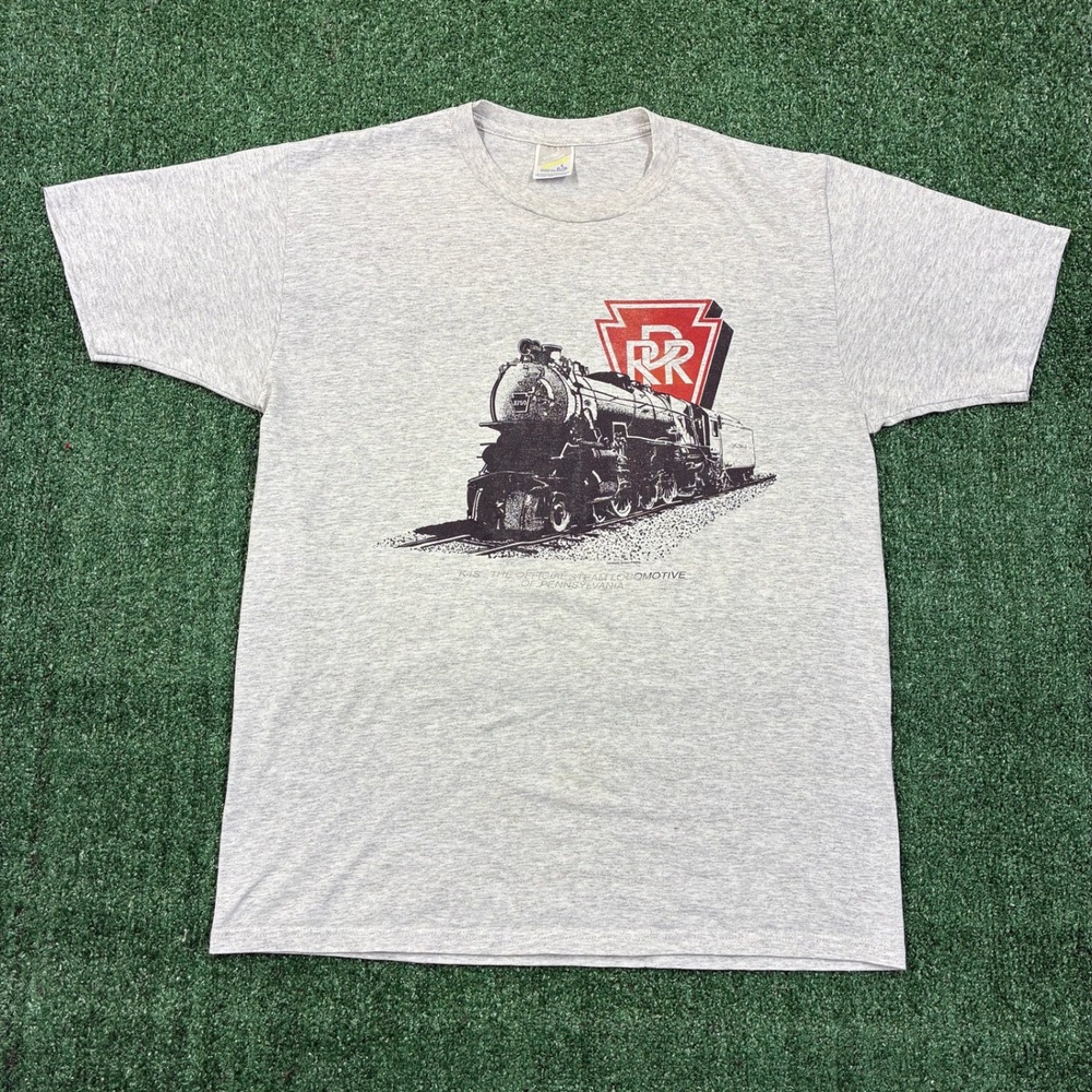 Vintage 90s Pennsylvania Railroad Steam Locomotive Graphic T-shirt